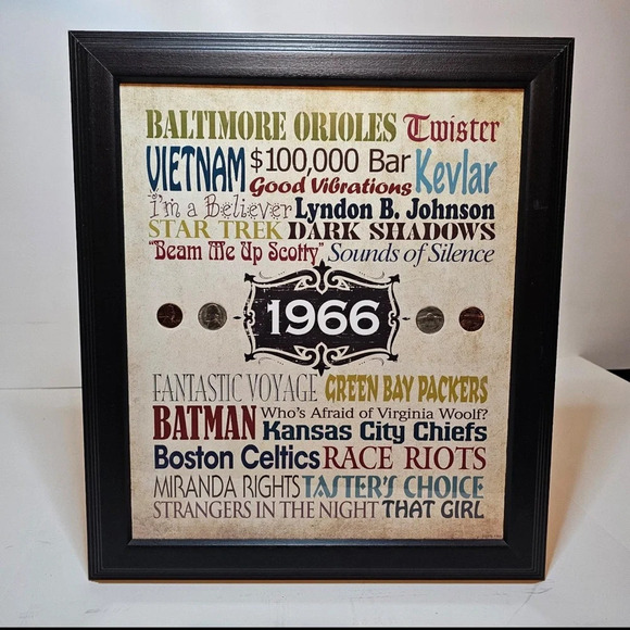 A Year In Time Celebration Wall Frame Collection 1966 With COA 14" × 16" - Picture 1 of 9
